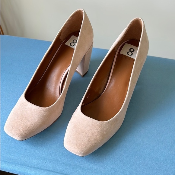 H by Halston Shoes - H by Halston Peachy/Pink Block Heel Pumps